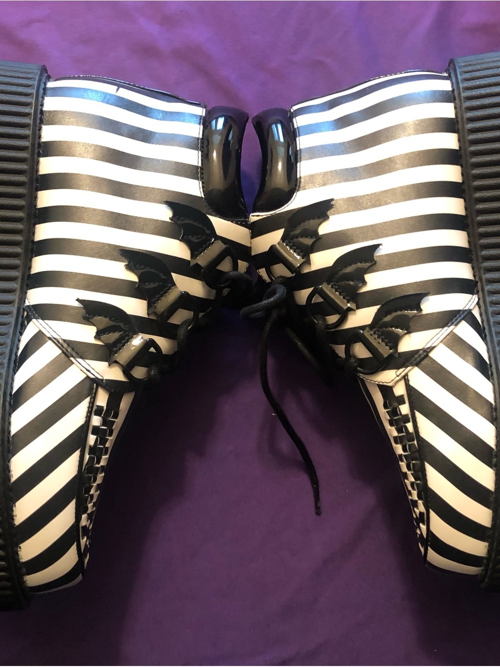 Stranger Cvlt Super Kreep Hi Black+White Striped Creeper Women’s 9 EUC